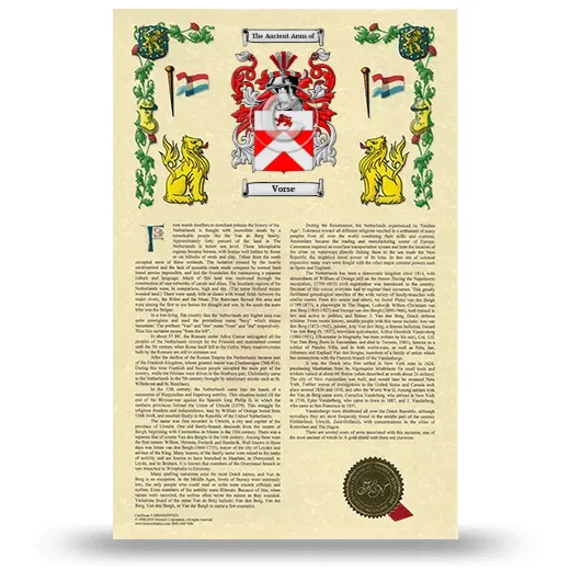 Vorse Armorial History with Coat of Arms