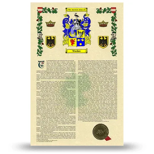 Wacker Armorial History with Coat of Arms