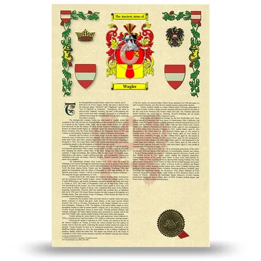 Wagler Armorial History with Coat of Arms