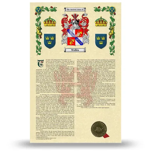 Wallén Armorial History with Coat of Arms