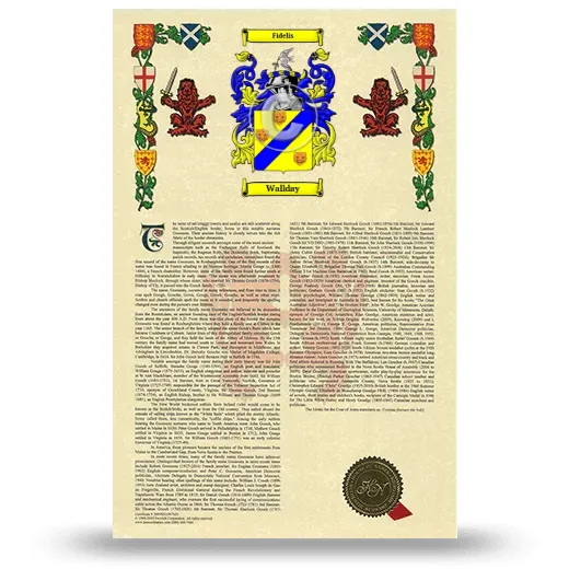 Wallday Armorial History with Coat of Arms
