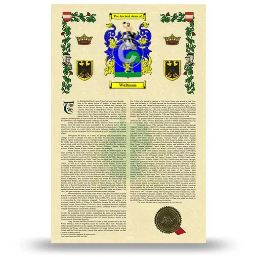 Waltman Armorial History with Coat of Arms