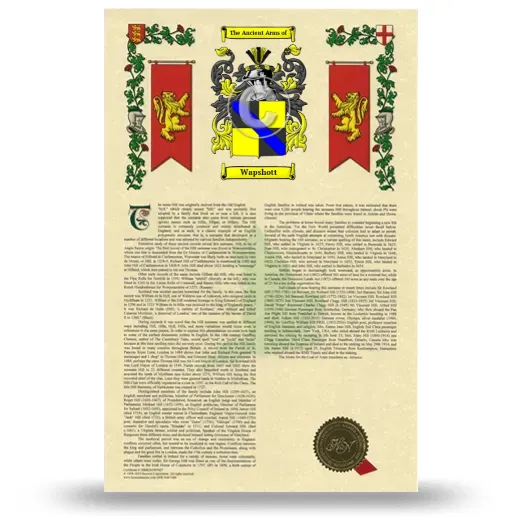 Wapshott Armorial History with Coat of Arms