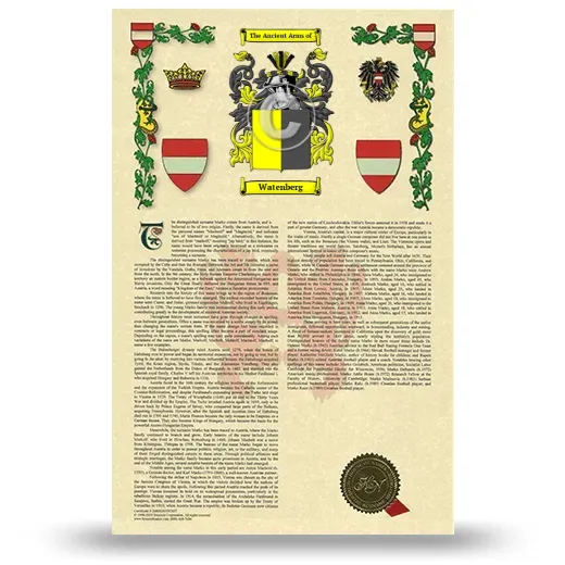 Watenberg Armorial History with Coat of Arms