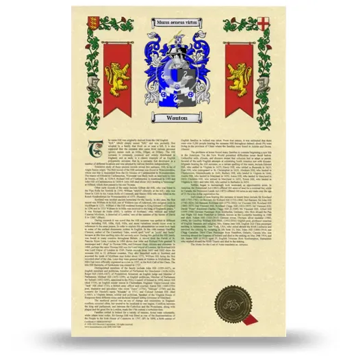 Wauton Armorial History with Coat of Arms