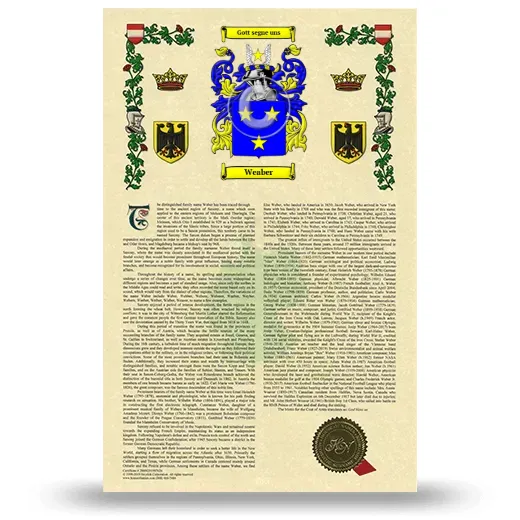 Weaber Armorial History with Coat of Arms