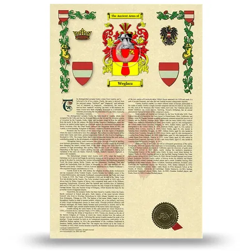 Weglarz Armorial History with Coat of Arms