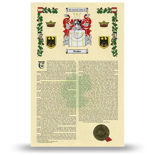 Weides Armorial History with Coat of Arms