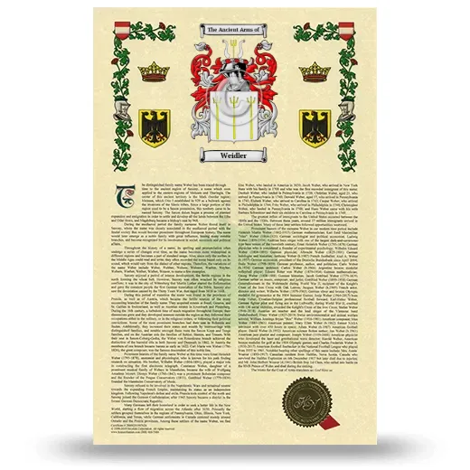 Weidler Armorial History with Coat of Arms