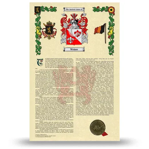 Weiner Armorial History with Coat of Arms
