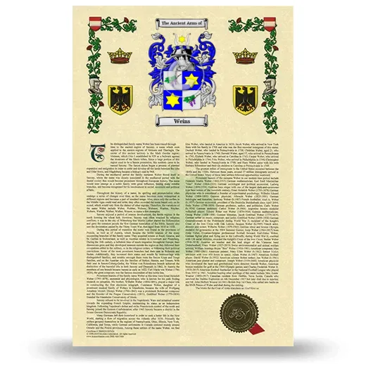 Weins Armorial History with Coat of Arms