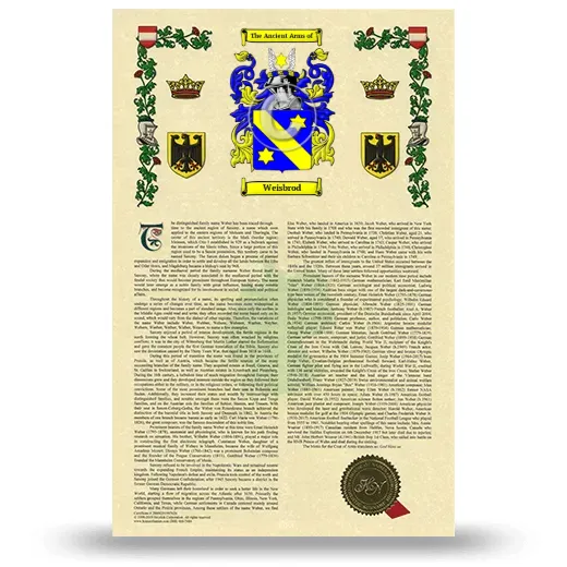 Weisbrod Armorial History with Coat of Arms