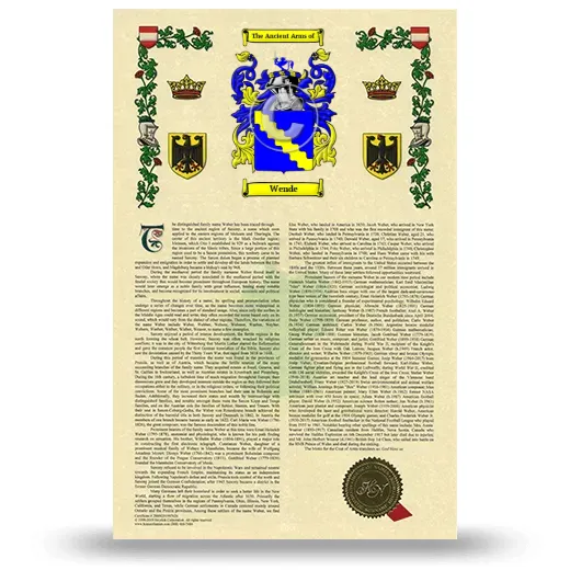 Wende Armorial History with Coat of Arms