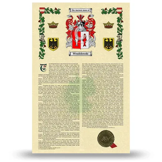 Wendolowski Armorial History with Coat of Arms