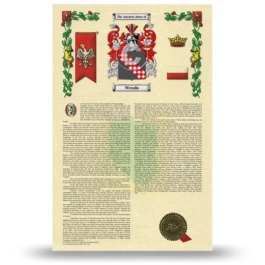 Wesola Armorial History with Coat of Arms