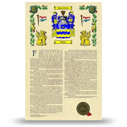 Weyer Armorial History with Coat of Arms