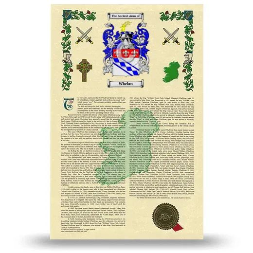Whelan Armorial History with Coat of Arms