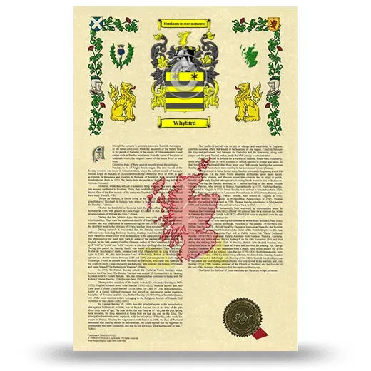 Whybird Armorial History with Coat of Arms