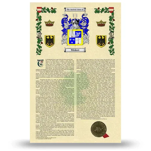 Wickert Armorial History with Coat of Arms
