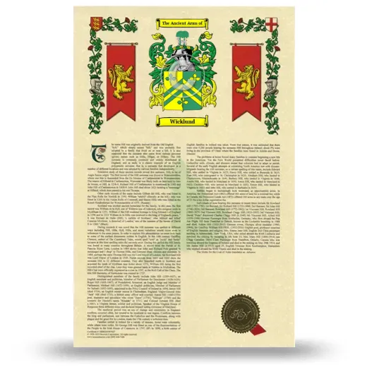 Wicklund Armorial History with Coat of Arms