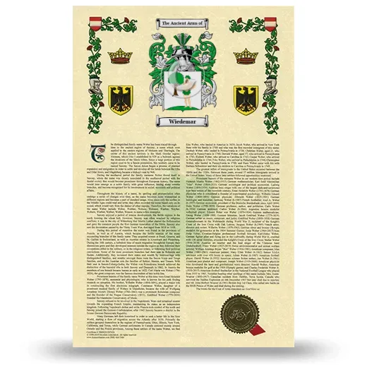 Wiedemar Armorial History with Coat of Arms