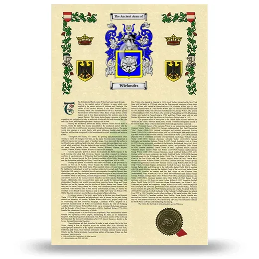 Wielandts Armorial History with Coat of Arms