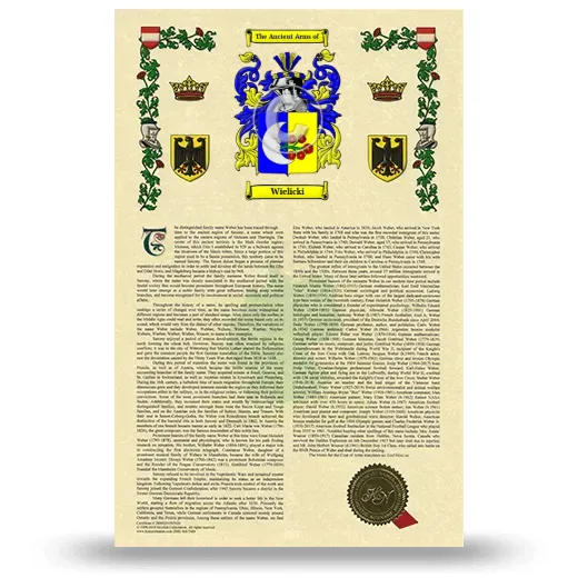 Wielicki Armorial History with Coat of Arms