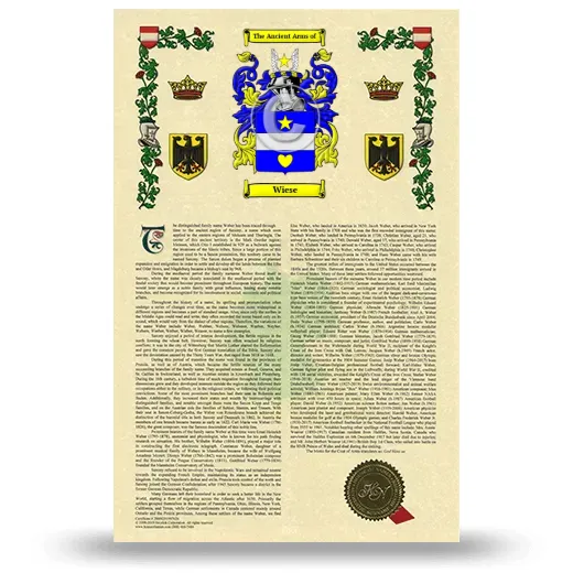 Wiese Armorial History with Coat of Arms