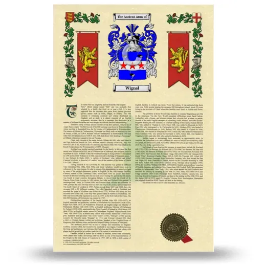 Wignal Armorial History with Coat of Arms
