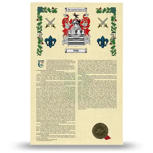 Wille Armorial History with Coat of Arms