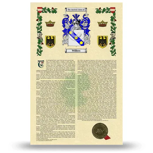 Williers Armorial History with Coat of Arms