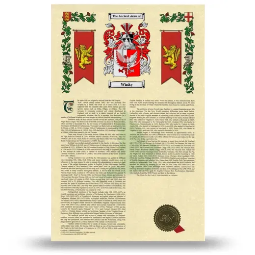 Winky Armorial History with Coat of Arms