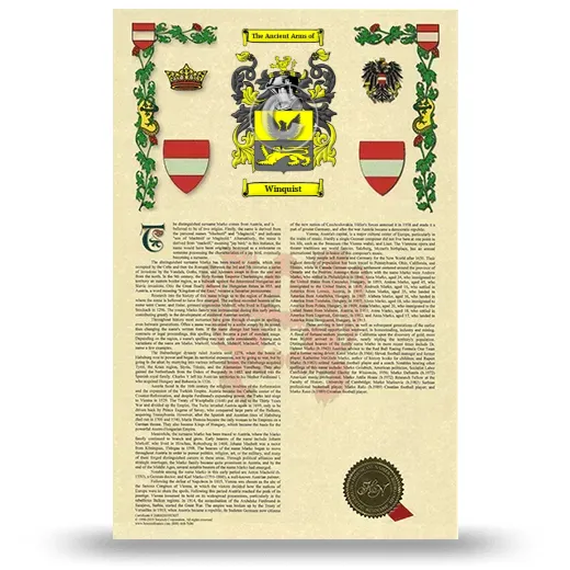 Winquist Armorial History with Coat of Arms