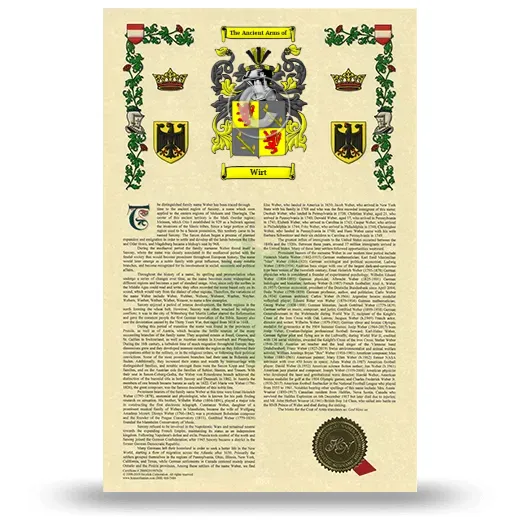 Wirt Armorial History with Coat of Arms