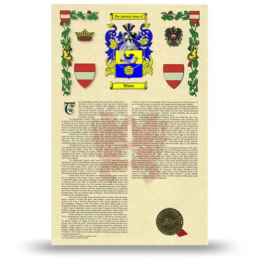 Wiser Armorial History with Coat of Arms