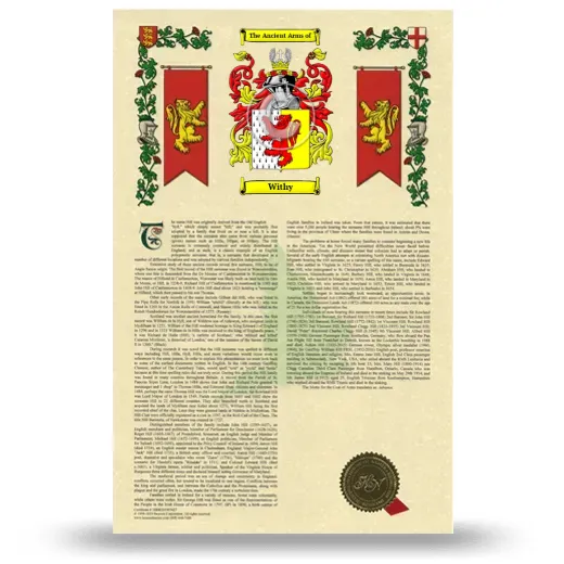 Withy Armorial History with Coat of Arms