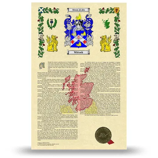 Wittock Armorial History with Coat of Arms