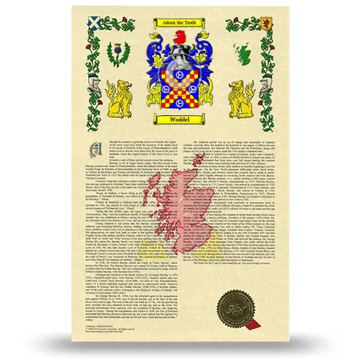 Woddel Armorial History with Coat of Arms