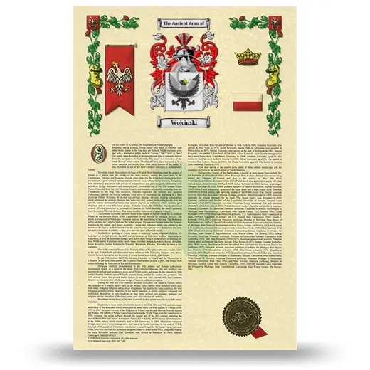 Wojcinski Armorial History with Coat of Arms