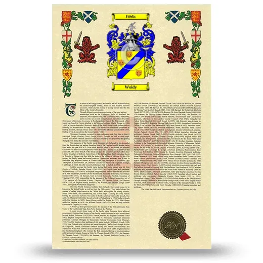 Woldy Armorial History with Coat of Arms