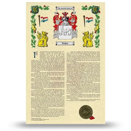 Wolter Armorial History with Coat of Arms