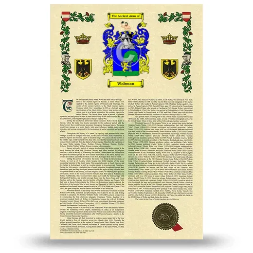 Woltman Armorial History with Coat of Arms