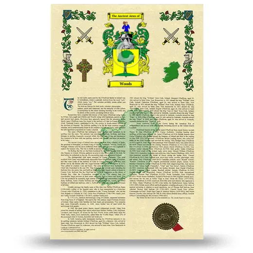 Woods Armorial History with Coat of Arms
