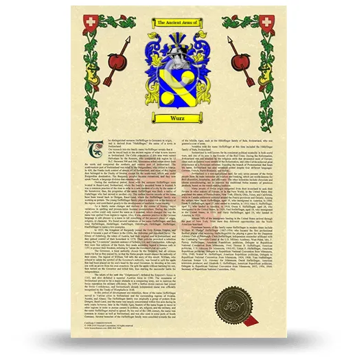 Wurz Armorial History with Coat of Arms
