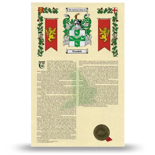 Wyndale Armorial History with Coat of Arms
