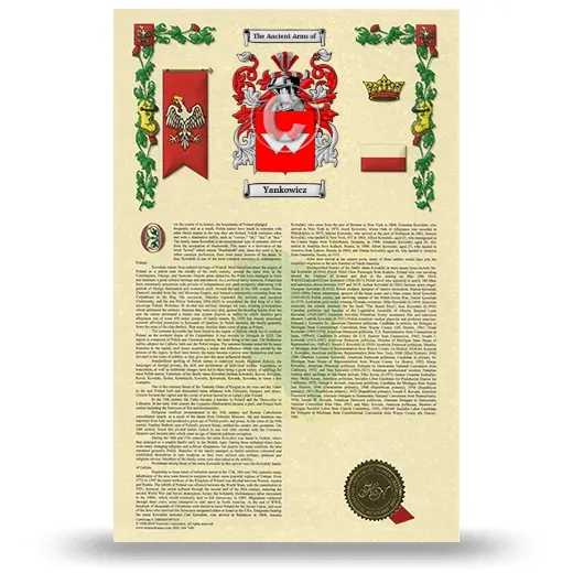Yankowicz Armorial History with Coat of Arms