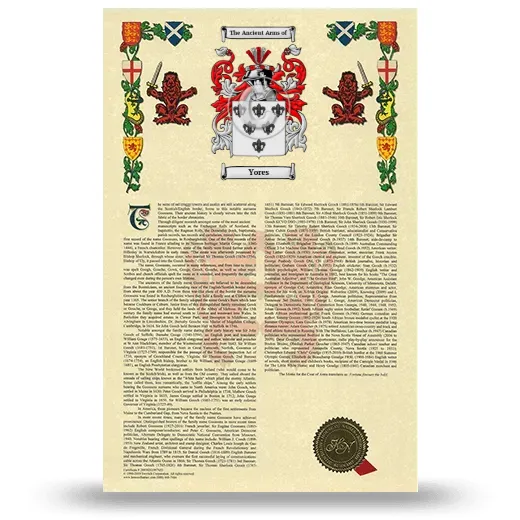 Yores Armorial History with Coat of Arms