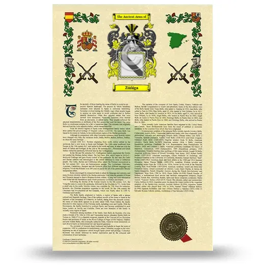 Zúñiga Armorial History with Coat of Arms