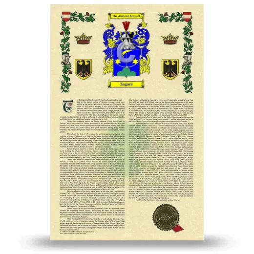 Zagare Armorial History with Coat of Arms