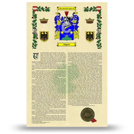 Zagore Armorial History with Coat of Arms